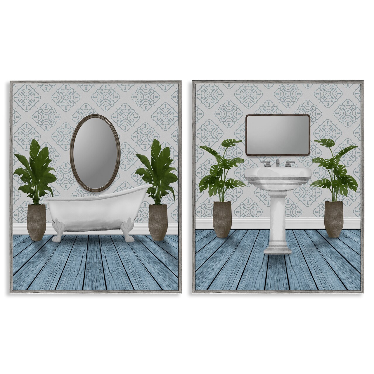 Stupell Industries Bathroom's Restful Wash 2pc Framed Giclee Set, design by Marcus Prime